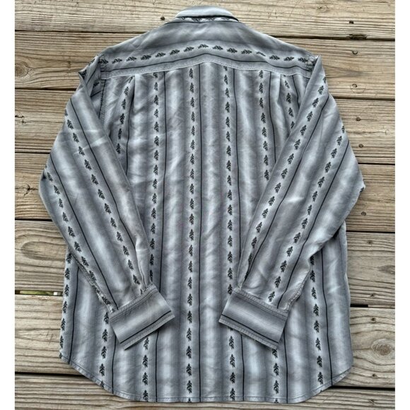 Tommy Bahama Long Sleeve Gray Black Striped Silk Button Up Shirt Mens Medium - Picture 2 of 7